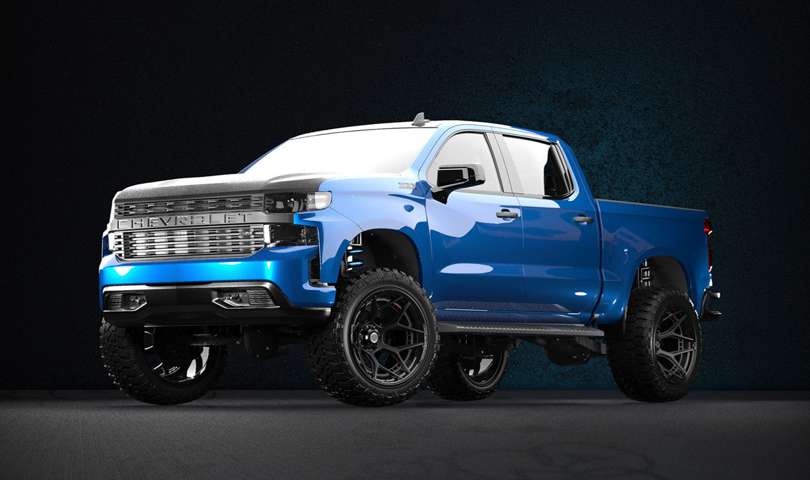 Chevy Silverad truck with negative offset 22x10 Play wheels