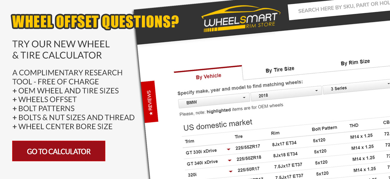 Invitation to wheel size calculator with offset chart